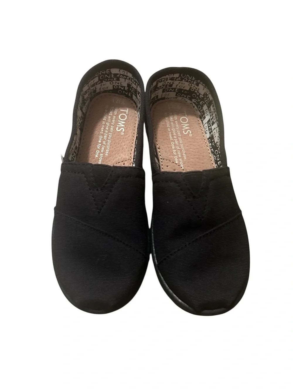 TOMS Kids Classic Black Canvas Slip-On Shoes Size 12.5 Youth